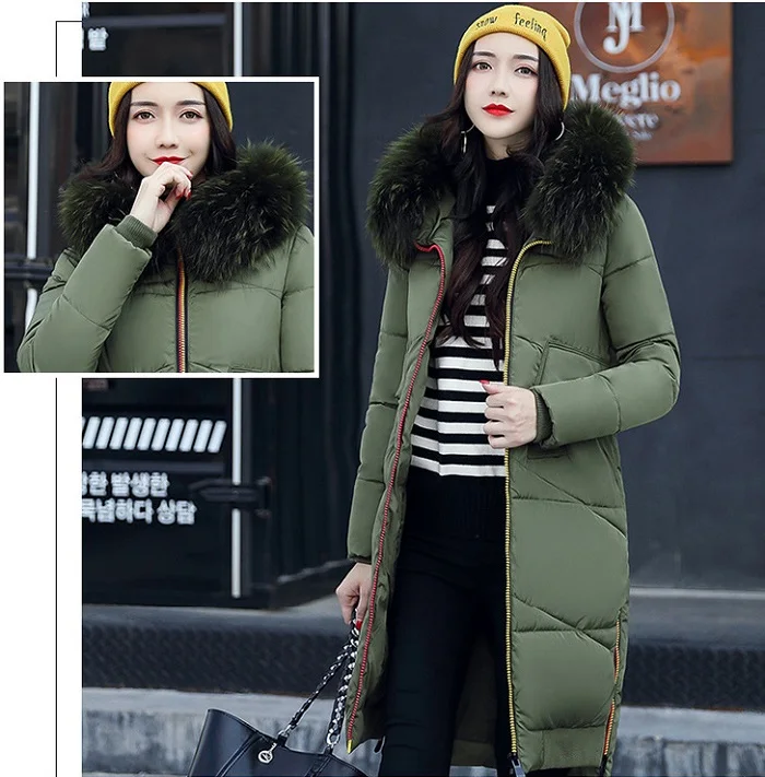 2017 New winter coat women long jacket Collar Hooded Woman Parka Womens cotton padded Coats Thick Jacket+17 (1)