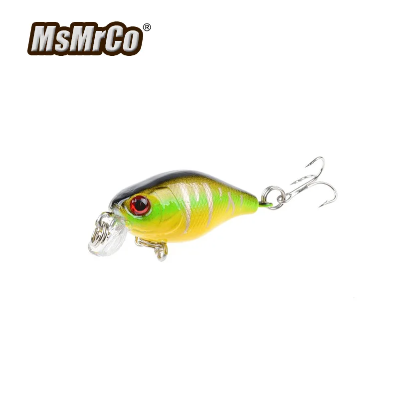 

MsMrCo Top 6 Color 4.3CM 4.4G Mini Crank Fishing Lures Artificial Hard Baits Plastic 3D Eyes Wobblers Swim Fly Fishing Tackle