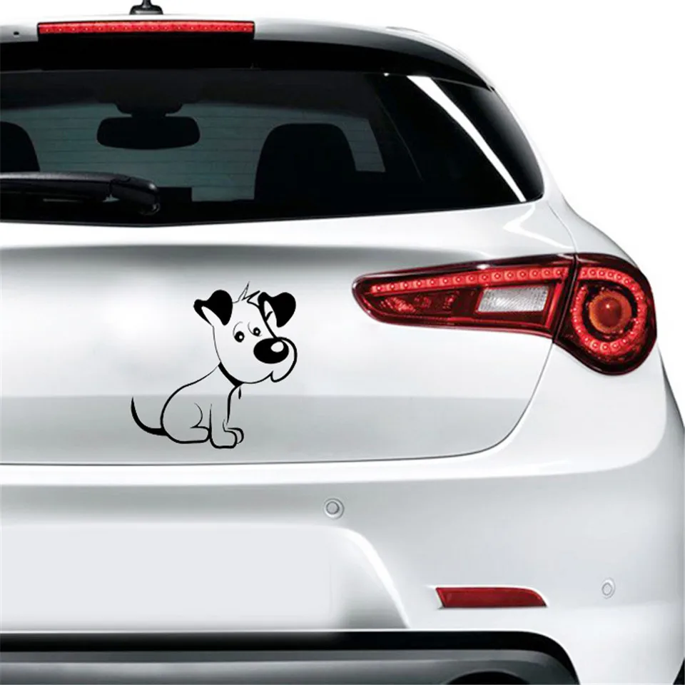 Creative Car sticker Cute Dog Animal Vinyl Car Accessories Car Reflective Decor Stickers BlackWhite Car Styling 15.9cm15.9cm  (6)