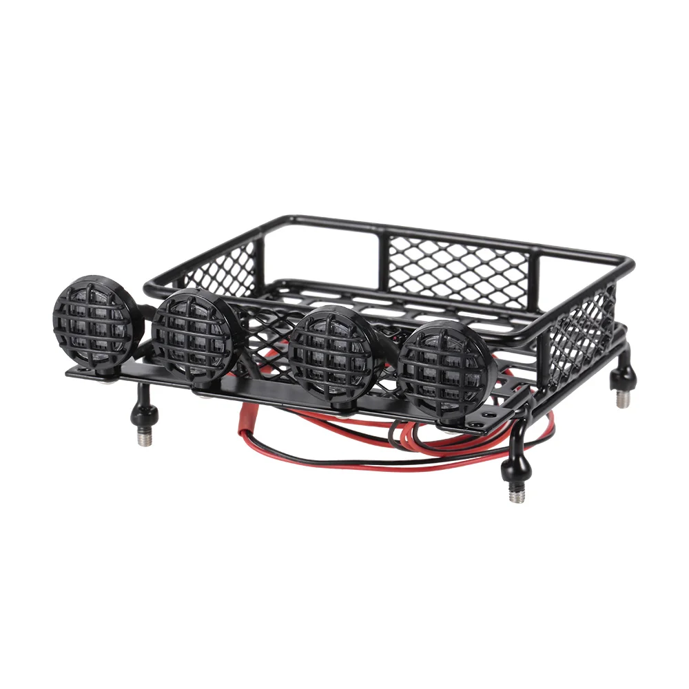 RC Rock Crawler Cars Roof Rack Luggage Carrier & LED Light Bar for RC Car 110 Truck TAMIYA CC01 CR01 AXIAL SCX10 RC4WD REDCAT (3)