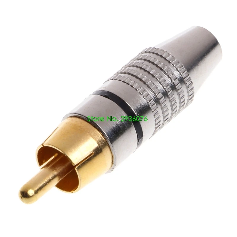 10 Pcs RCA Plug Audio Video Locking Cable Connector Gold Plated Drop