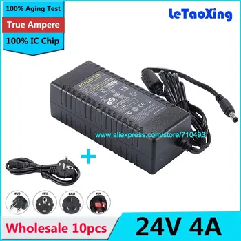 

10pcs AC DC Power Supply 24V 4A Adapter 72W Transformer For 5050 3528 LED Rigid Strip LCD Monitor + Cord Cable With IC Chip