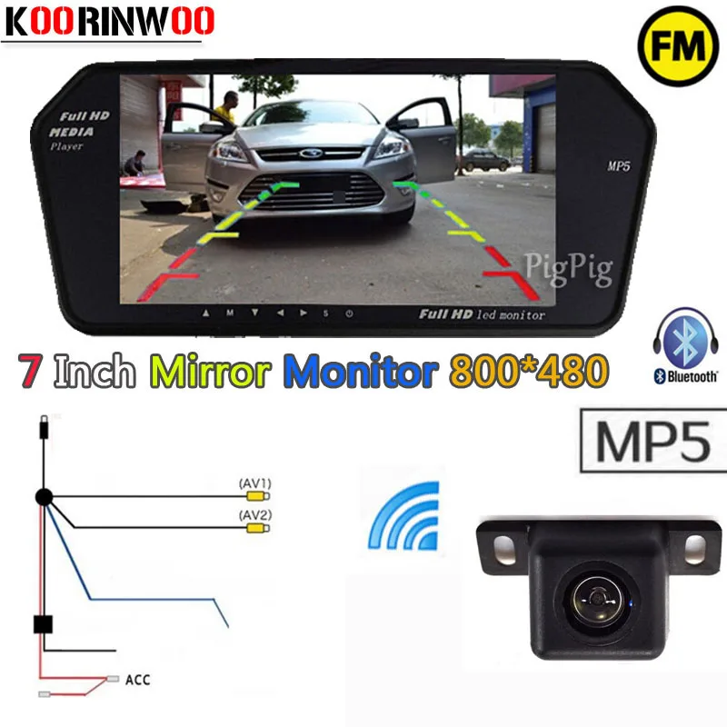 Автомобильный парковочный комплект Koorinwoo 1024x600 Bluetooth TFT ЖК монитор зеркало FM TF USB