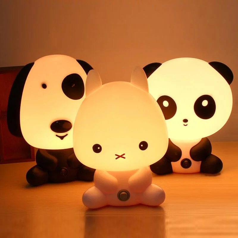 Новая детская комната панда/кролик/собака/медведь мультфильм ночник детский спальный кровать лампа Ночной спальный светильник лучший