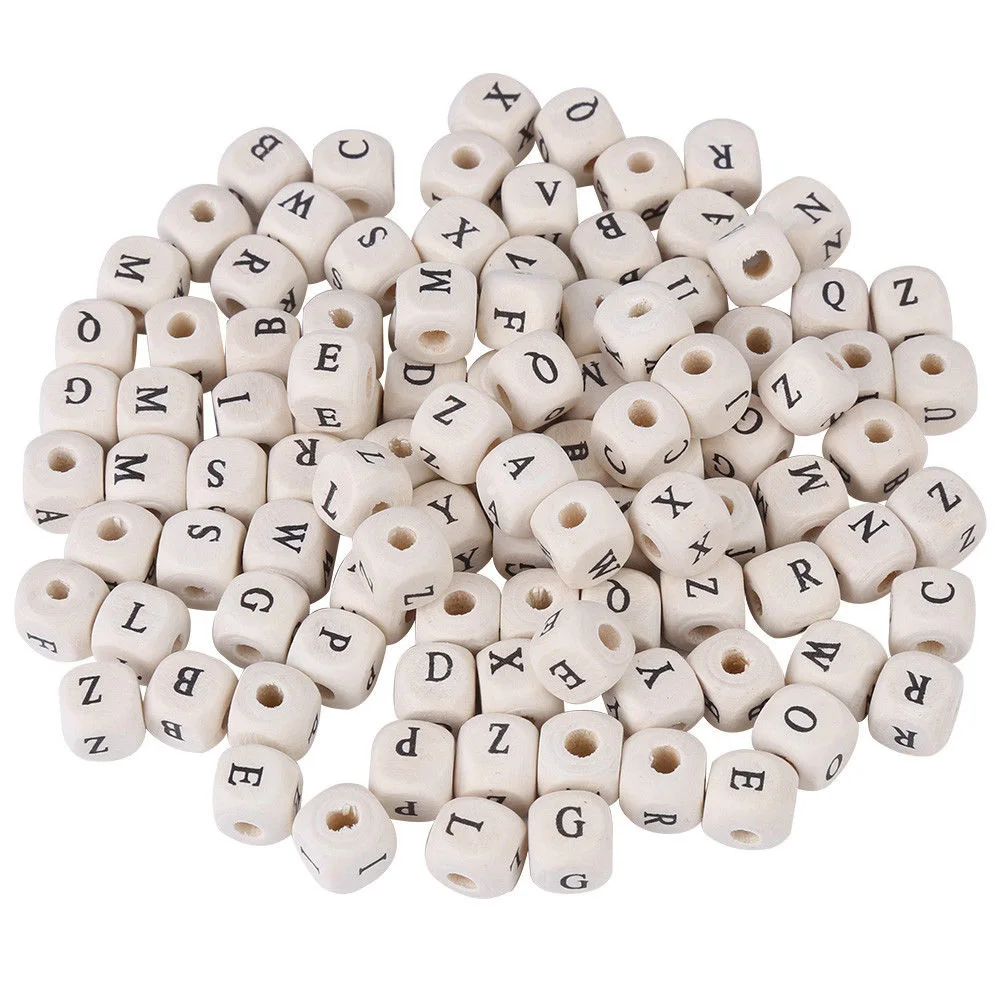 Деревянные Мини-буква аксессуары DIY бусины 10 мм буквы бусины 100 используется для браслета ожерелья