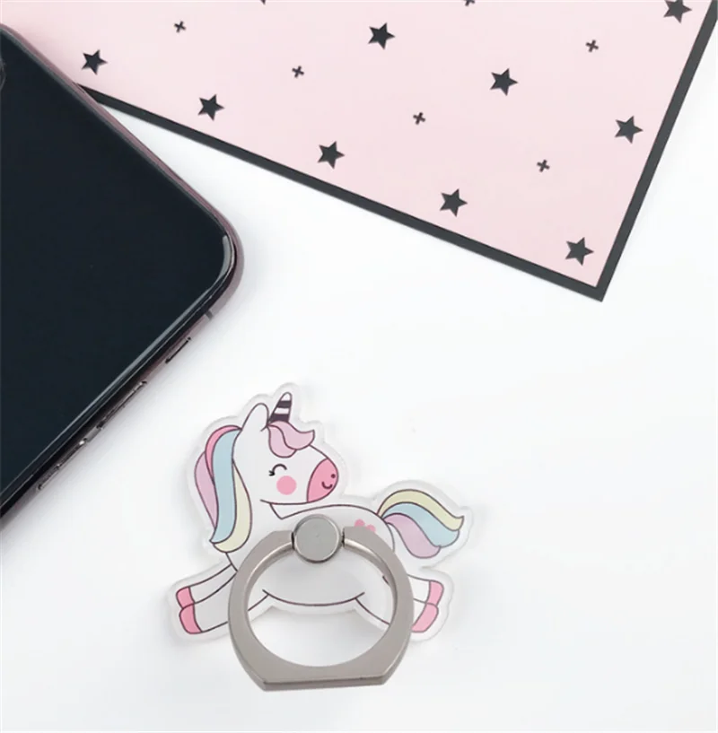 New Arrival Mobile Phone Holder Metal Finger Ring Holder Rainbow Unicorn Phone Ring Holder Cartoon Phone Stand Support - Цвет: D