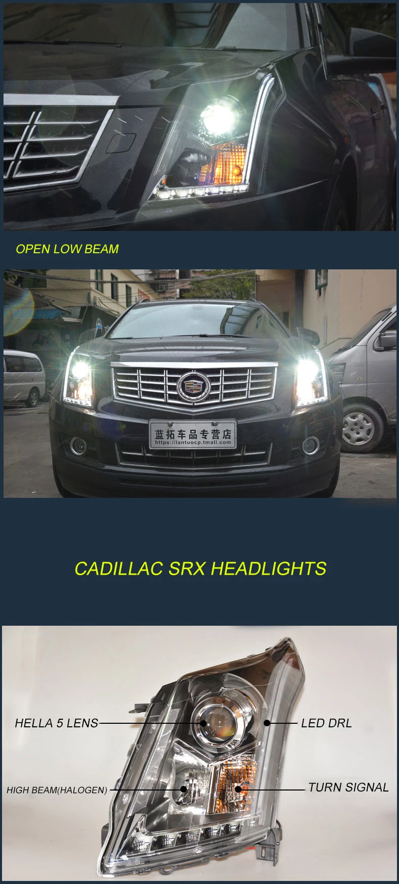 Автомобильный Стильный чехол на голову для Cadillac SRX 2010- светодиодный головной светильник s Cadillac SRX DRL Дневной ходовой светильник биксеноновый HID