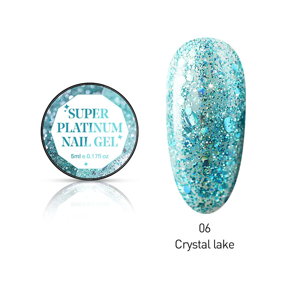 Lacheer Glitter UV Gel Nail Polish Sparkly Platinum Varnish Semi Permanent Sequins Led Lacquer | Красота и здоровье
