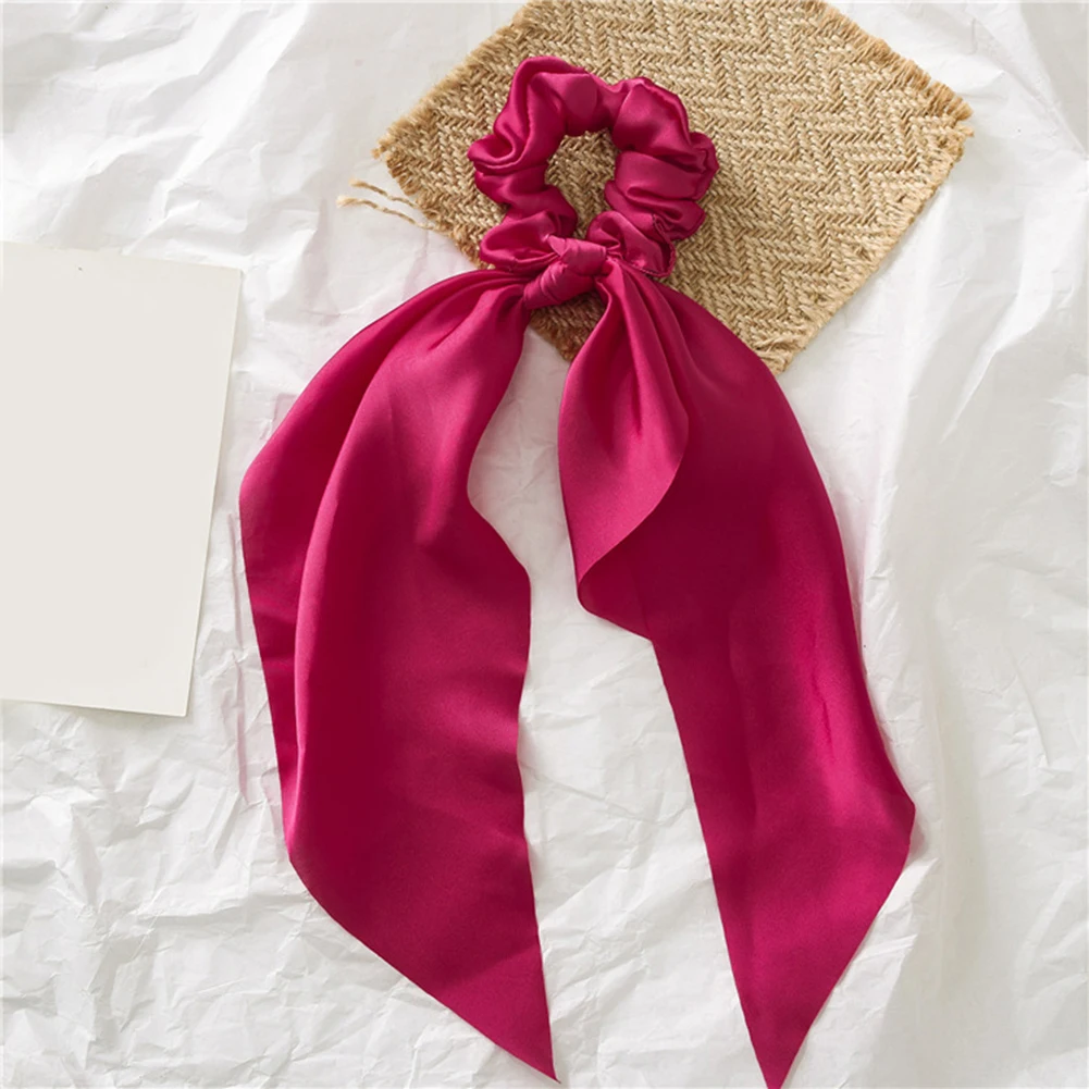 Женский шарф для волос, эластичные резинки для волос, богемный бант для волос, резинки для волос, аксессуары для волос для девочек - Цвет: Красный