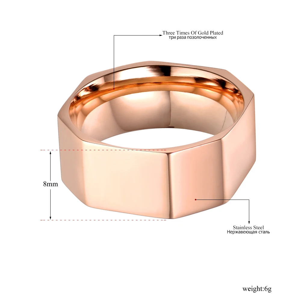 Lokaer простой кольцо из нержавеющей стали 316L золото/белый/розовое золото цвет мода широкое Свадебное обручальное кольцо кольца ювелирные изделия