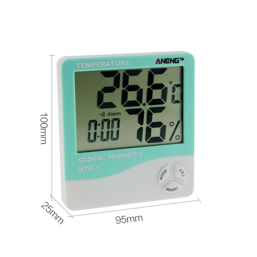 HTC-1 Indoor LCD Electronic Digital Temperature Humidity Meter Digital Thermometer Hygrometer Alarm Clock Weather Station