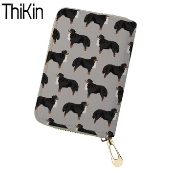 

THIKIN Travel Card Holders for Women Bernese Mountain Dog Printing Function Business ID Card Bag Case Ladies Fashion Card Wallet