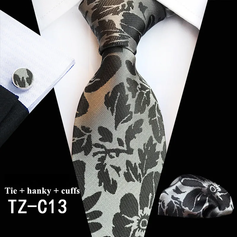 Классические 8 см ширина Цветочные Галстуки с рисунком Пейсли Cravate роскошные мужские шелковые галстуки Запонки платок для мужчин костюм деловой Свадебный галстук