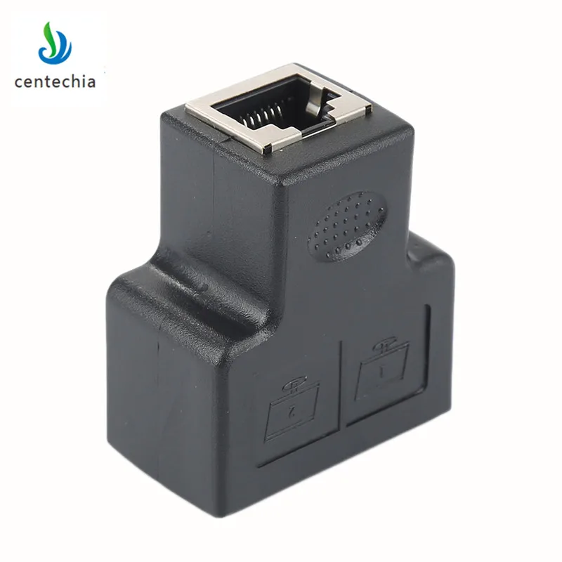 Centechia 2 шт. новинка от 1 до двойных гнездовых портов RJ45 разветвитель разъем CAT6 LAN