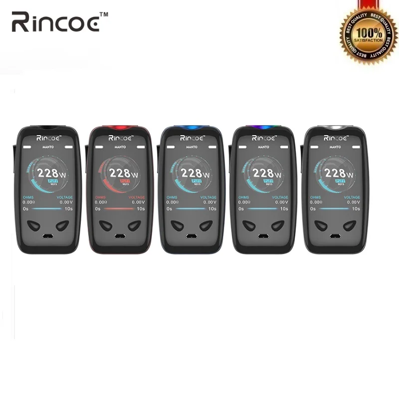 

Original Rincoe Manto 228W TC Electronic Cigarette Box Mods VW Mode TC Mode 2.0 inch TFT Color Screen with 3D Display VS Smoant