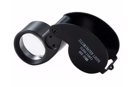 40x 25mm Jewelers Eyes Optical Glass Loupe Magnifier Magnifying LED Light Mini Lupa Plastic Handheld Lens Loep Opvouwbaar