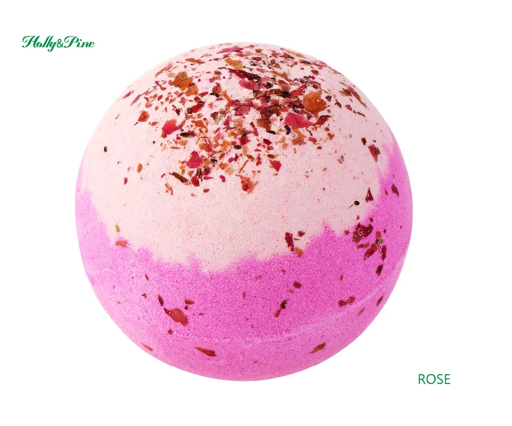 120g  Bath Bombs, Dried Flower Petals, Round Pattern, Moisturizing  Nourishing , Handmade, Christmas Gift,Bath Salts