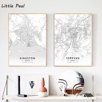 

Jamaica City Map Armenia City map Modern City White Map Canvas Art Print Wall Pictures for Living Room No Frame