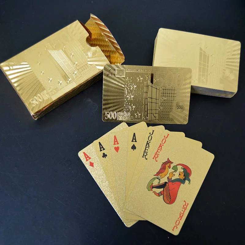Золотая фольга покер Евро Стиль Пластиковый покер игральные карты водостойкие карты Хорошая цена азартные игры настольная игра