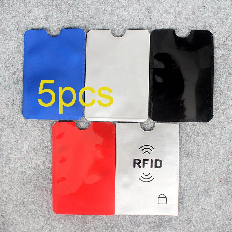 

5pcs Colorful Anti Rfid Wallet Blocking Reader Lock Bank Card Holder Id Case Protection Metal Credit Card Holder Aluminium