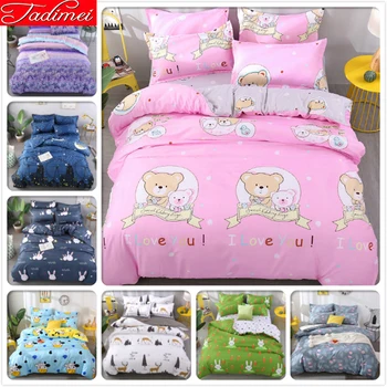 

Pink Girl Adult 3/4 pcs Bedding Set Soft Cotton Bed Linen Single Twin Full Queen King Size Quilt Comforter Duvet Cover 150x200cm