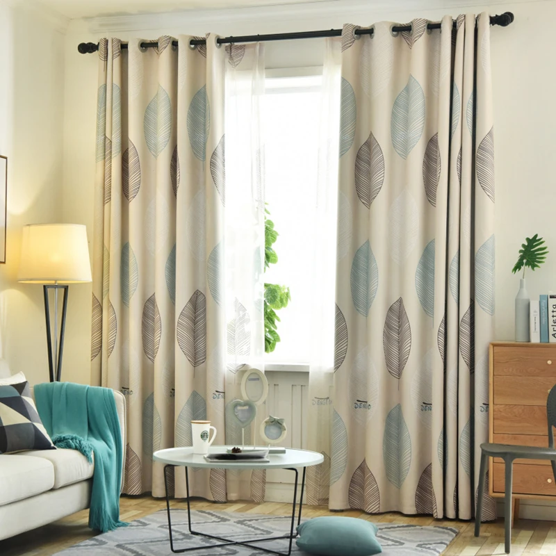 

[byetee] Shading Curtain Cloth Window Yarn Modern Bedroom Living Room Maple Leaf For Blackout Fabric Livingroom Curtains