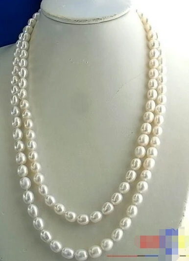 

HOT## Wholesale FREE SHIPPING >>> P948 50" 11MM WHITE RICE FRESHWATER CULTURED PEARL NECKLACE