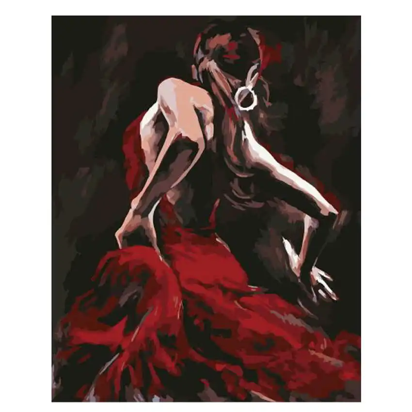 

WEEN DIY Painting by Numbers for Adults, Paint by Number Kits on Canvas with Brush wall pictures-Dancing Woman 16x20inch