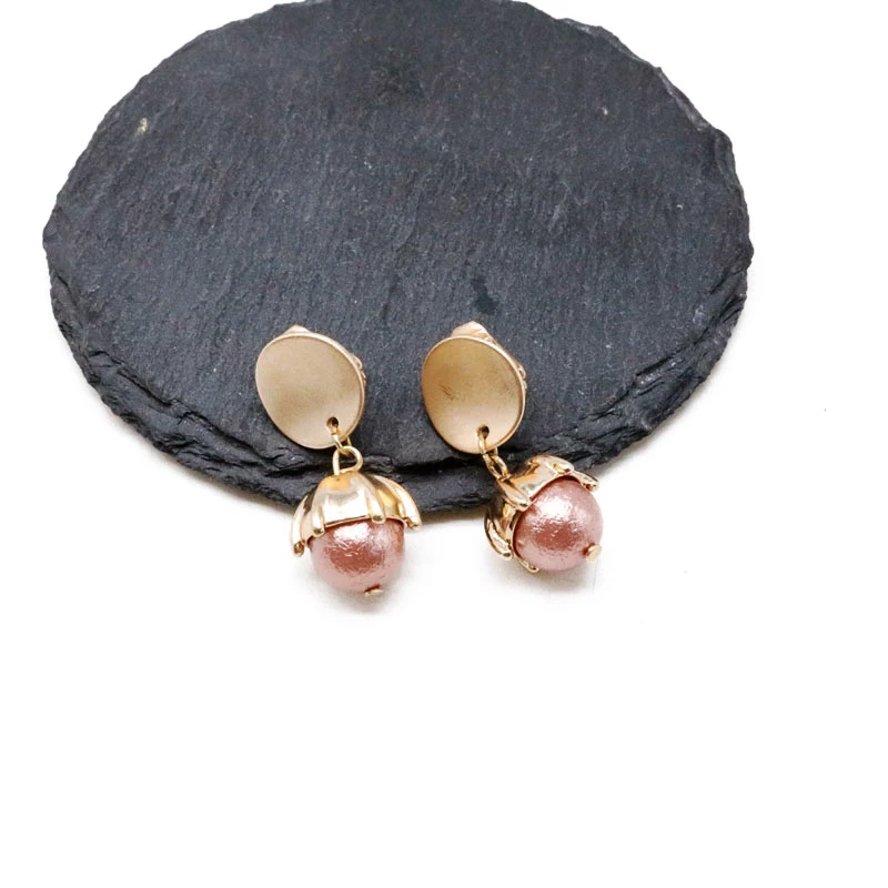 

Free Shipping Sweet Pink Pearl Charm Clip Earring