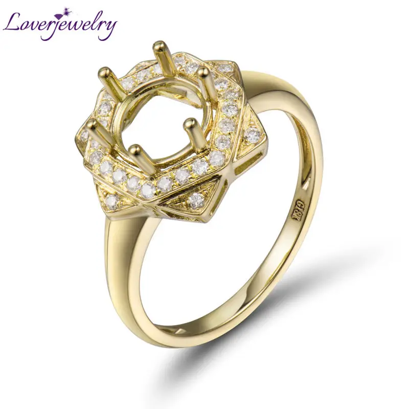 Loverjewelry Твердое 18 к Желтое золото натуральная Бабочка Форма Круглый 7 мм полукольцо крепление алмаз размер может быть изменен WU308