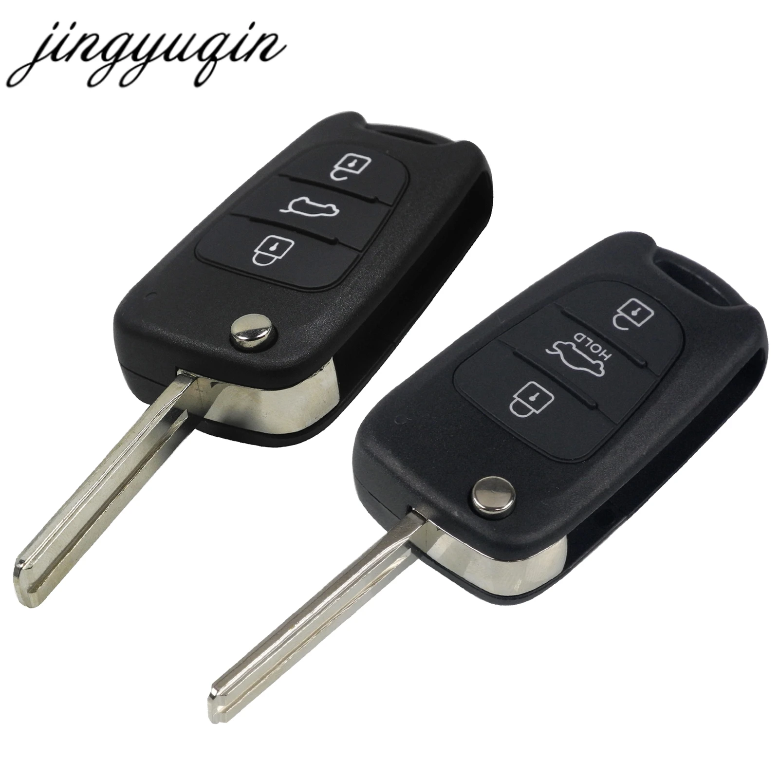 

jingyuqin 3 Buttons Flip Remote Car Key Shell For Kia Sportage K2 K5 Folding Remote Auto Key Case Fob