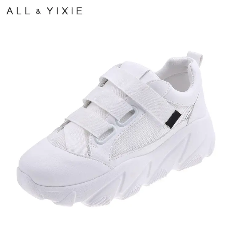 

ALL YIXIE 2019 Summer New Fashion Women Shoes Casual High Bottom Hole Mesh Breathable Hook&Loop Simple Women Sneaker White Shoes