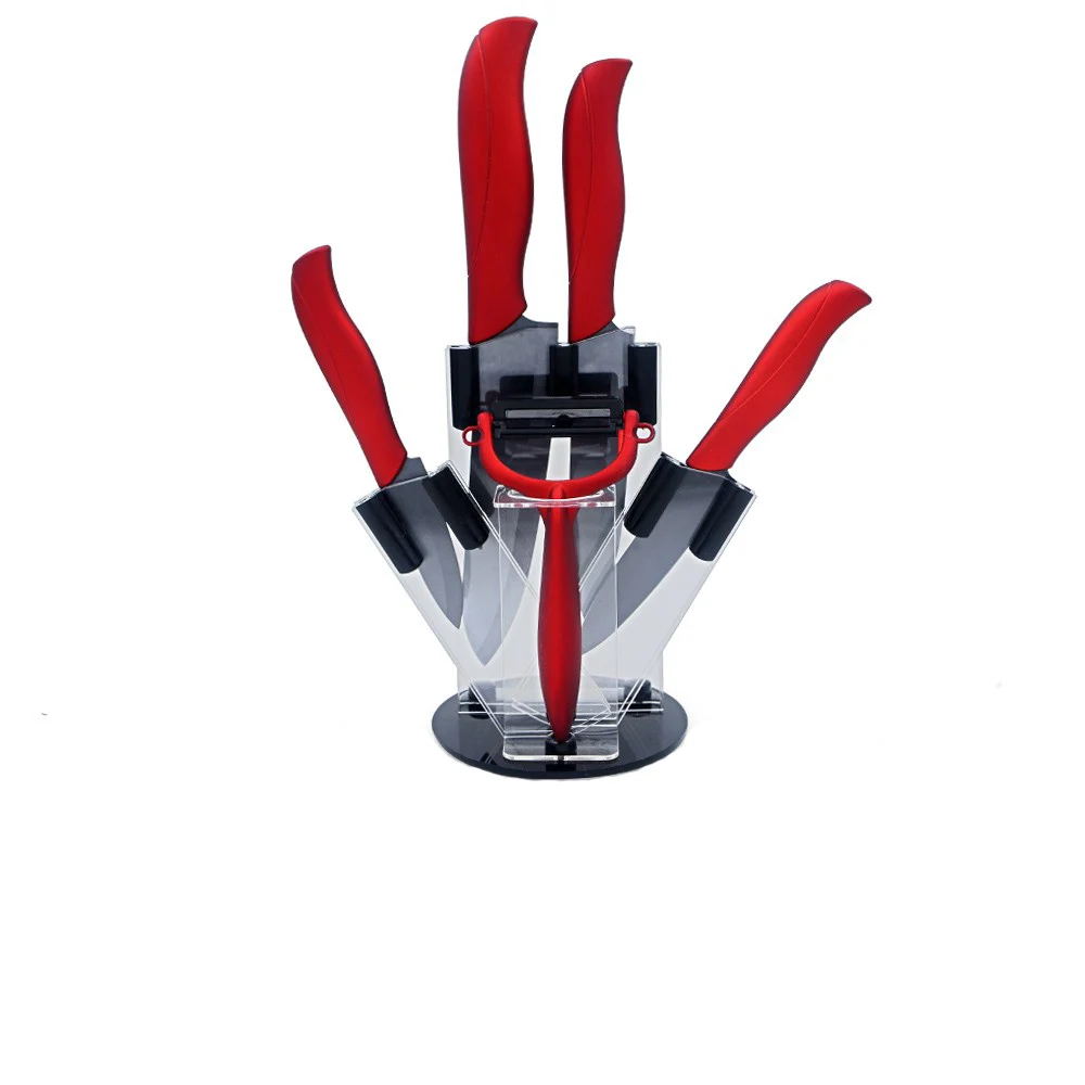 New ceramic knife 3 paring 4 utility 5 slicing 6 chef knife and one black red