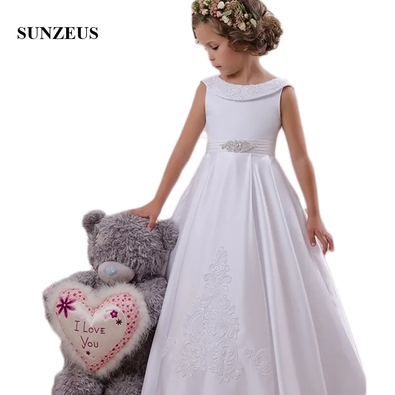 white satin girls dress