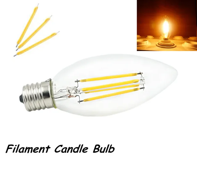 4pcs 2w 4w 110v E17 Led Intermediate Base Light Filament Candle Bulb 4pcs 2w 4w 110v E17 Led Intermediate Base Light Filament Candle Bulb Warm Chandelier Decorative Torpedo Shape Lamp