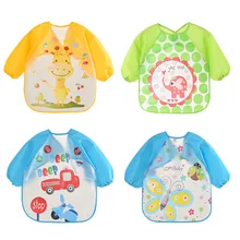Детские аксессуары для мальчиков, детские вещи для новорожденных, милые детские нагрудники с героями мультфильмов, водонепроницаемый передник с длинными рукавами, детская одежда