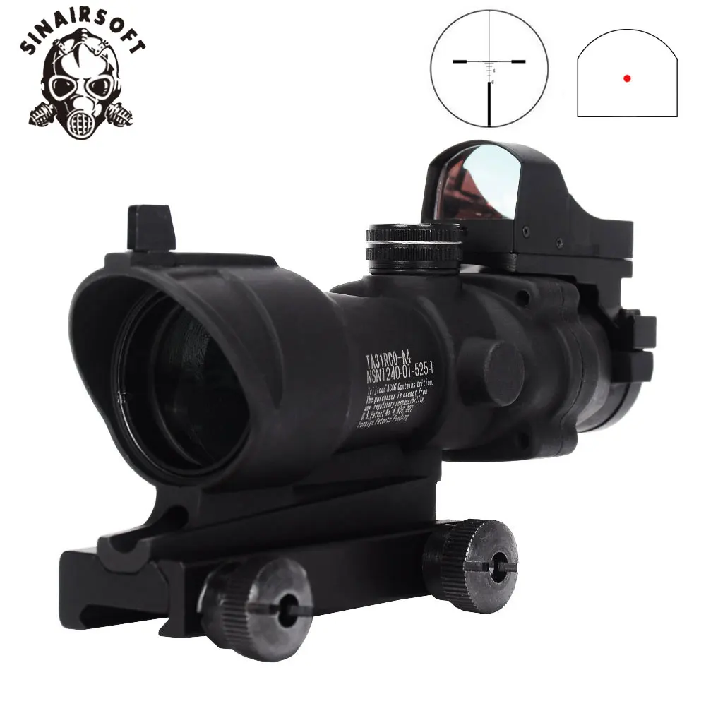 Популярный тактический прицел Acog 4X32 с креплением QD и мини красной точкой для