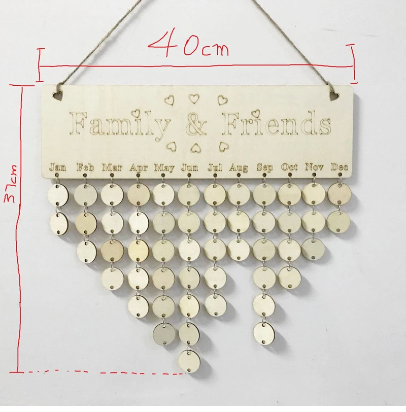 DIY деревянный календарь друзья и семья круглый Печатный настенный календарь знак специальные даты доска напоминаний домашний Декор подарок