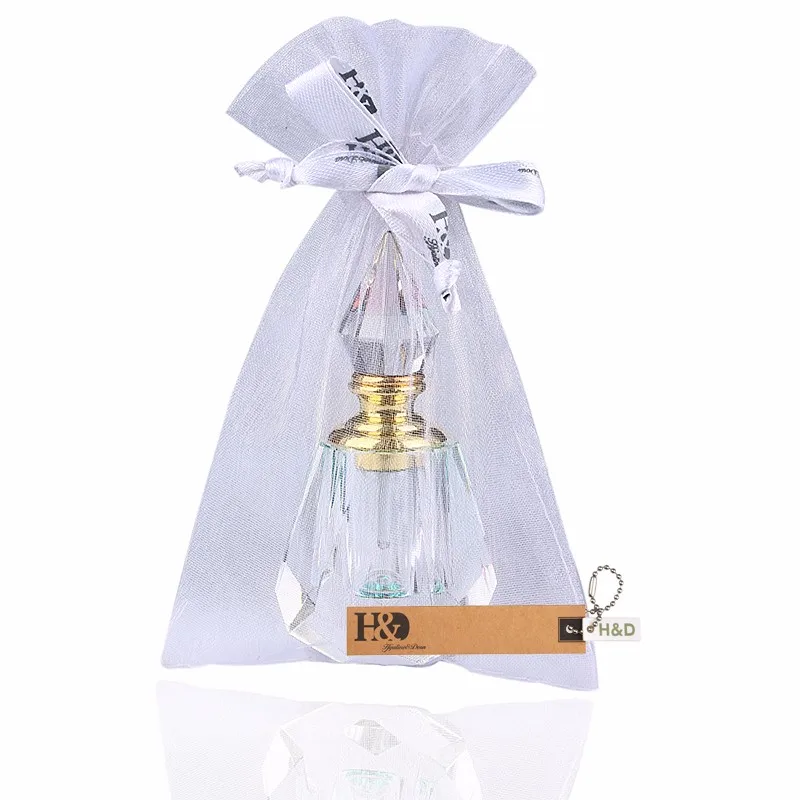 4ML Clear Vintage Pyramid Aurora Borealis K9 Crystal Refillable Woman Perfume Bottle Empty Container wgold Trim Glass Dauber (3)