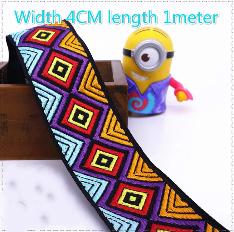 

New pattern 4CM embroidery national ribbon polyester woven jacquard ribbon trim lace DIY handmade sewing accessories long 1meter