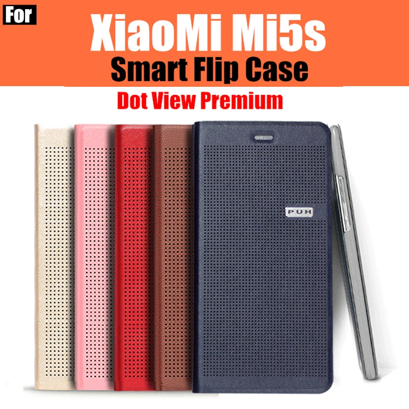 xiaomi mi5s case original catman based on Snapdragon 821 Smart Dot View Premium leather smart flip