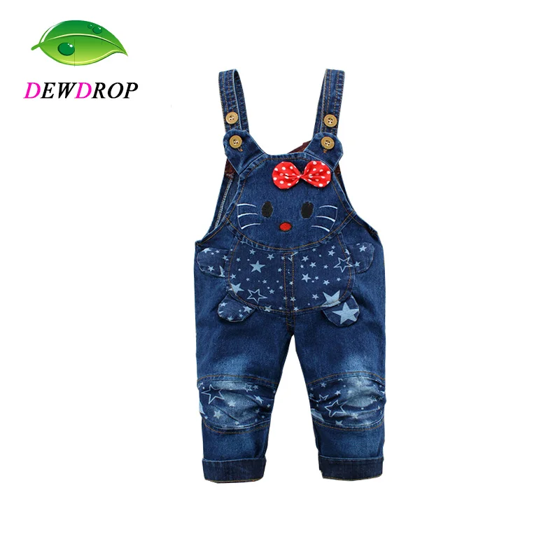 (DEWDROP)Kids Pants Cartoon Denim Overall For Girl Bib Jeans Boy