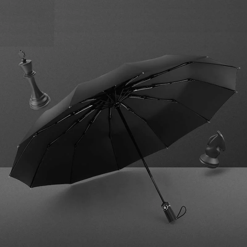 12 K автоматический складной виниловый мужской бизнес зонт для защиты от осадков зонтик для защиты от ветра усиленный мужской t дождь или блеск прозрачный зонтик