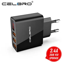 Обновление Usb настенное зарядное устройство 3 2 порта 3.4a светодиодный дисплей мульти USB зарядное устройство адаптер для мобильного телефона Xiaomi Mi A2 A1 Note 5 Us Eu Plug