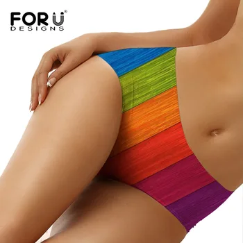 

FORUDESIGNS Colorful Stripe Pattern Summer Panties for Teen Girl Casual Fitness Woman's Underwear Breathable Lingerie Plus Size
