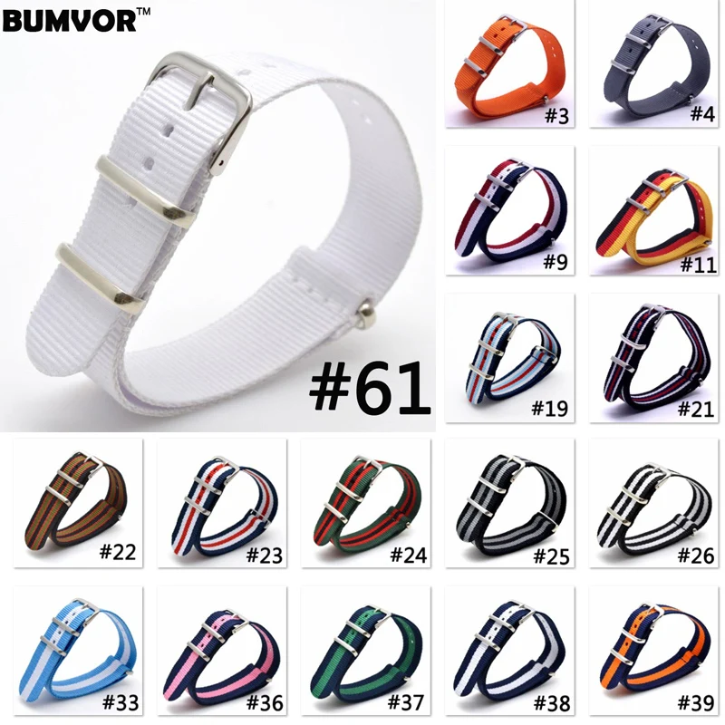  Fashion New 2018 Army Military Nato Nylon Watch 22 mm Orange fabric Woven watchbands Strap Band Buckle belt 22mm accessories