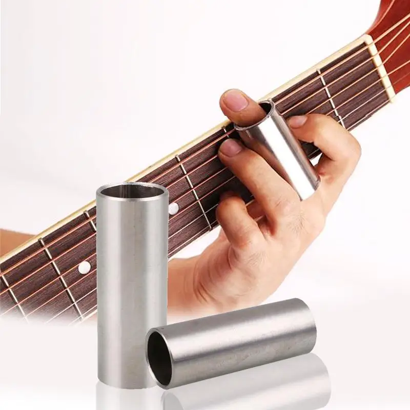 Stainless Steel Guitar Slider Finger Knuckle String Cylinder 60mm Silver 6392 