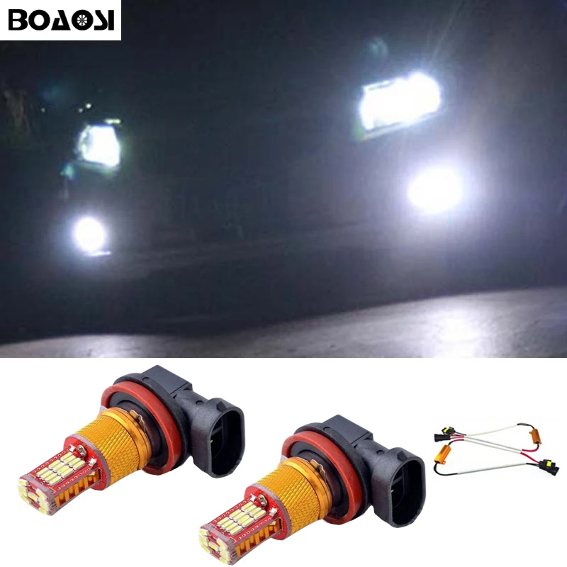 

BOAOSI 2x Super White H8 H11 CREE Chip 4014SMD LED Fog Light Driving Bulbs No Error for Skoda Octavia 2010-2014 Car Styling