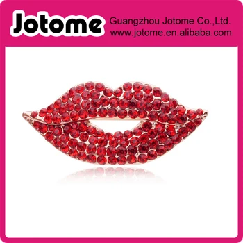 

Hot Red Lips Rhinestone brooch Pin for Women Jewelry Sweater Shawl Scarf Buckle