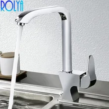 Полированный Медный фильтр для воды поворотный Robinet Para Torneira латунный Поворотный Смеситель для мойки кран для горячей и холодной кухни